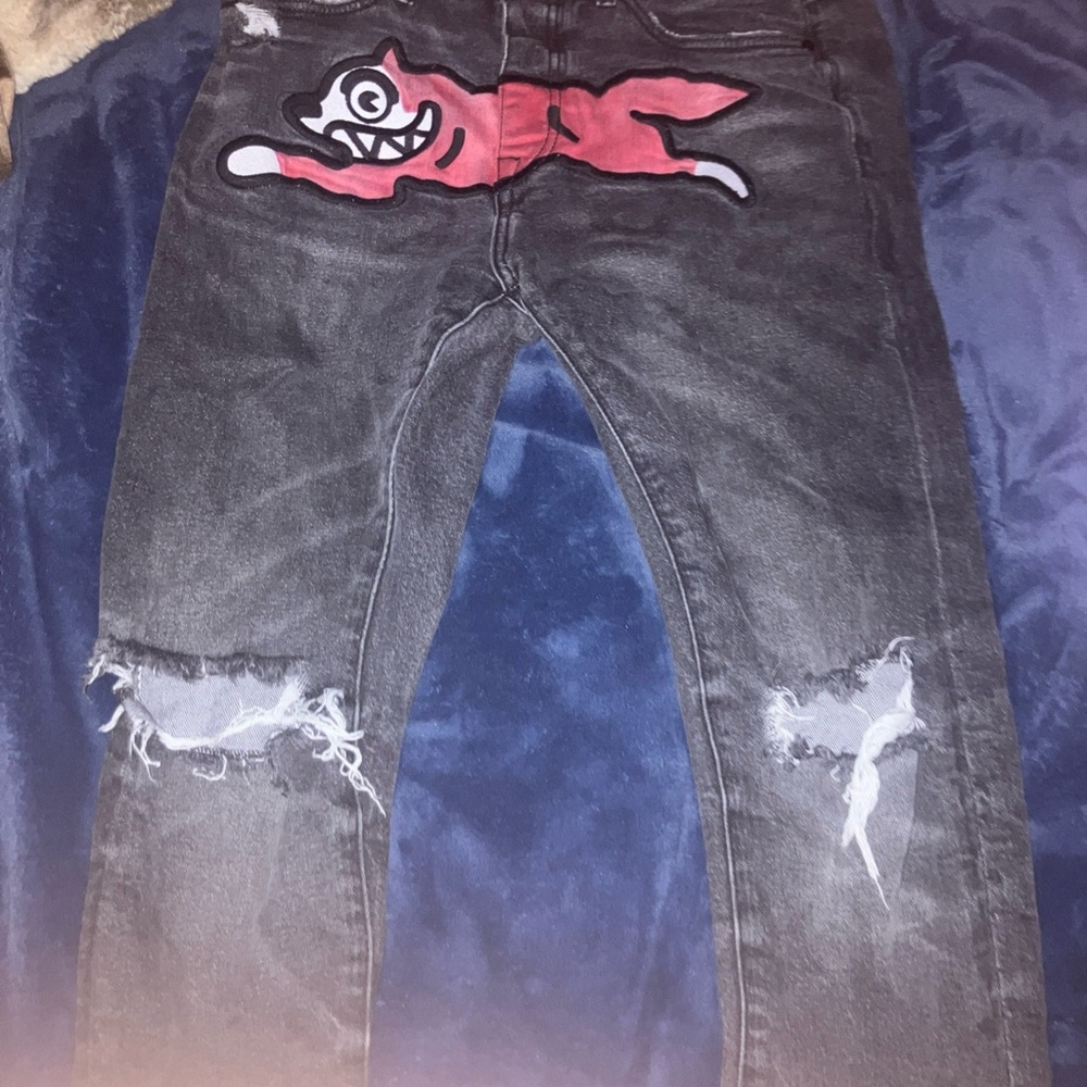 Billionaire Boys Club Red and Black Skinny Jeans with Distressed Details